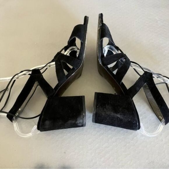 Stuart Weitzman Bigtiegirl Suede Lace Up Block Heel Gladiator Sandals - Picture 3 of 7